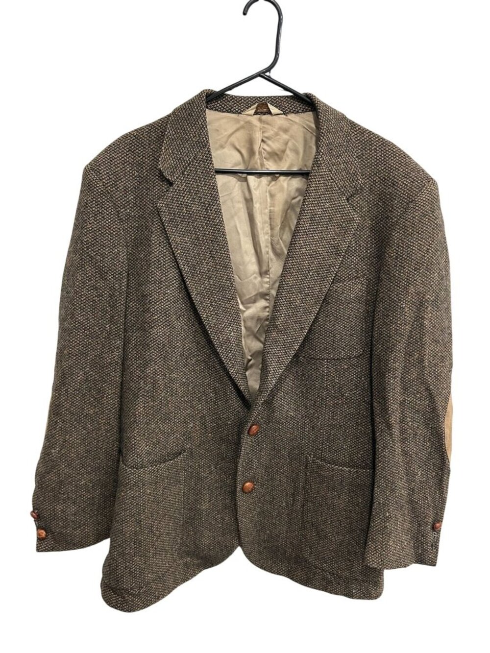 Casual Options Medium Mens Brown Tweed Wool Sport Coat Elbow Patches Vintage